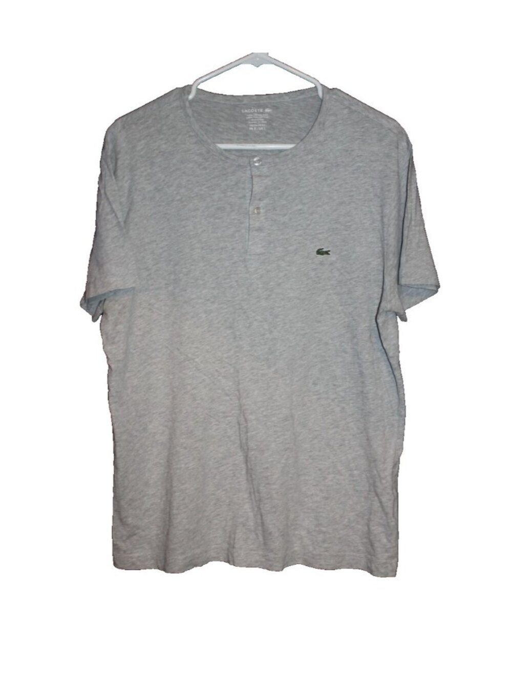 Lacoste Men's Gray Crew Neck Pima Cotton Jersey Two-Button T-Shirt Size Large L